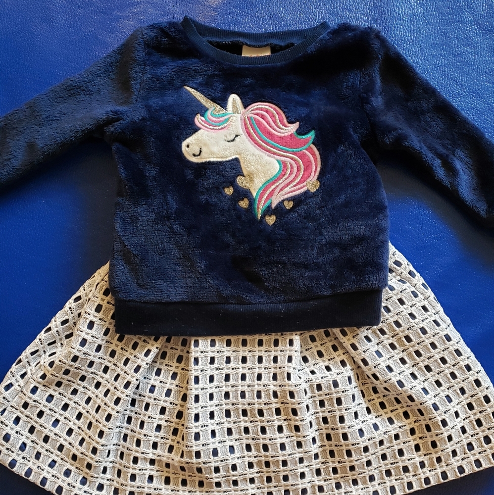 EUC Unicorn Toddler Dress Outfit
